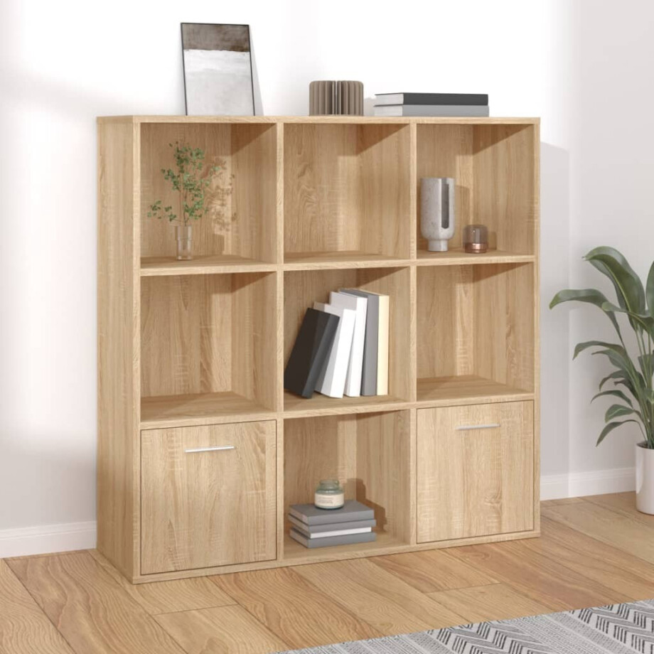 vidaXL Boekenkast 98x30x98 cm bewerkt hout sonoma eikenkleurig afbeelding 1