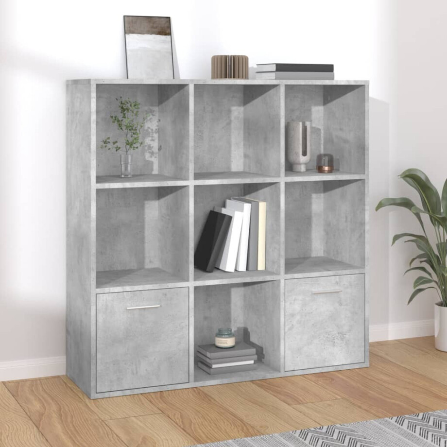 vidaXL Boekenkast 98x30x98 cm bewerkt hout betongrijs afbeelding 1
