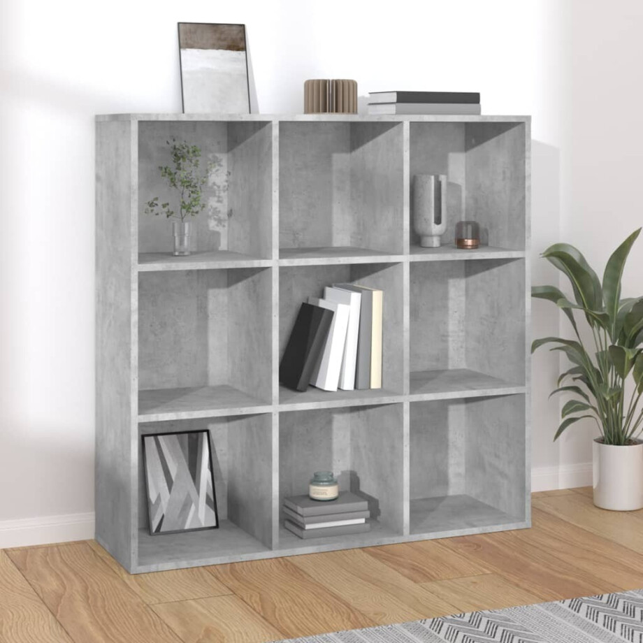 vidaXL Boekenkast 98x29x97,5 cm bewerkt hout betongrijs vidaXL Boekenkast 98x29x97,5 cm bewerkt hout betongrijs afbeelding 1