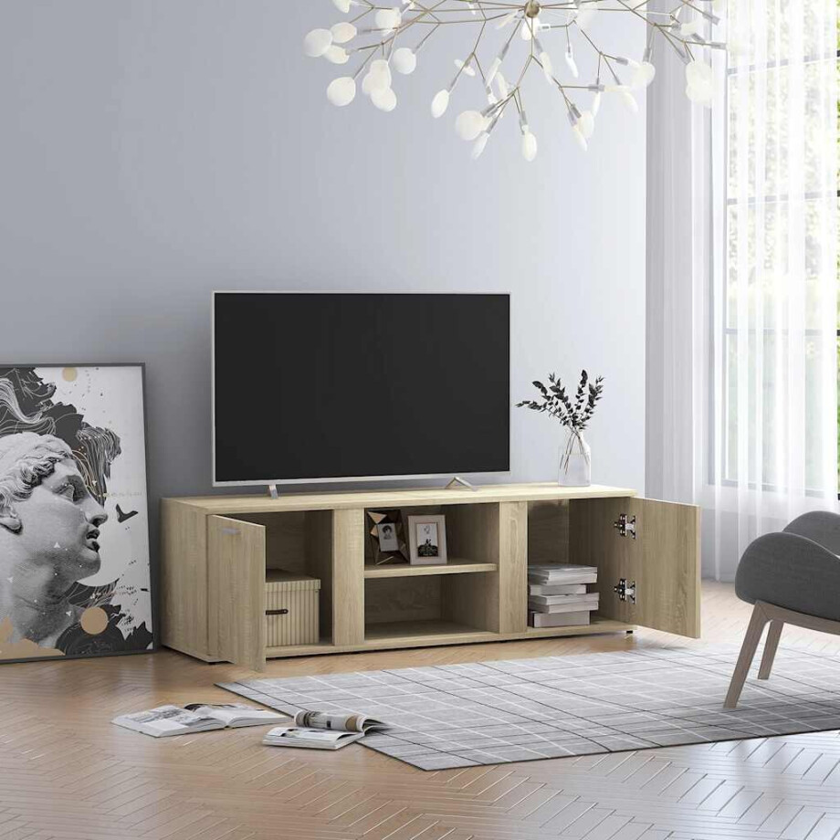 vidaXL Tv-meubel 120x34x37 cm bewerkt hout sonoma eikenkleurig afbeelding 1