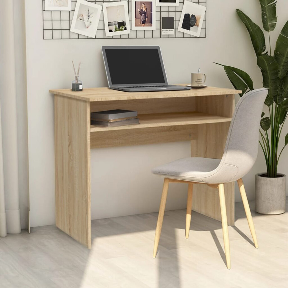 vidaXL Bureau 90x50x74 cm bewerkt hout sonoma eikenkleurig vidaXL Bureau 90x50x74 cm bewerkt hout sonoma eikenkleurig afbeelding 1