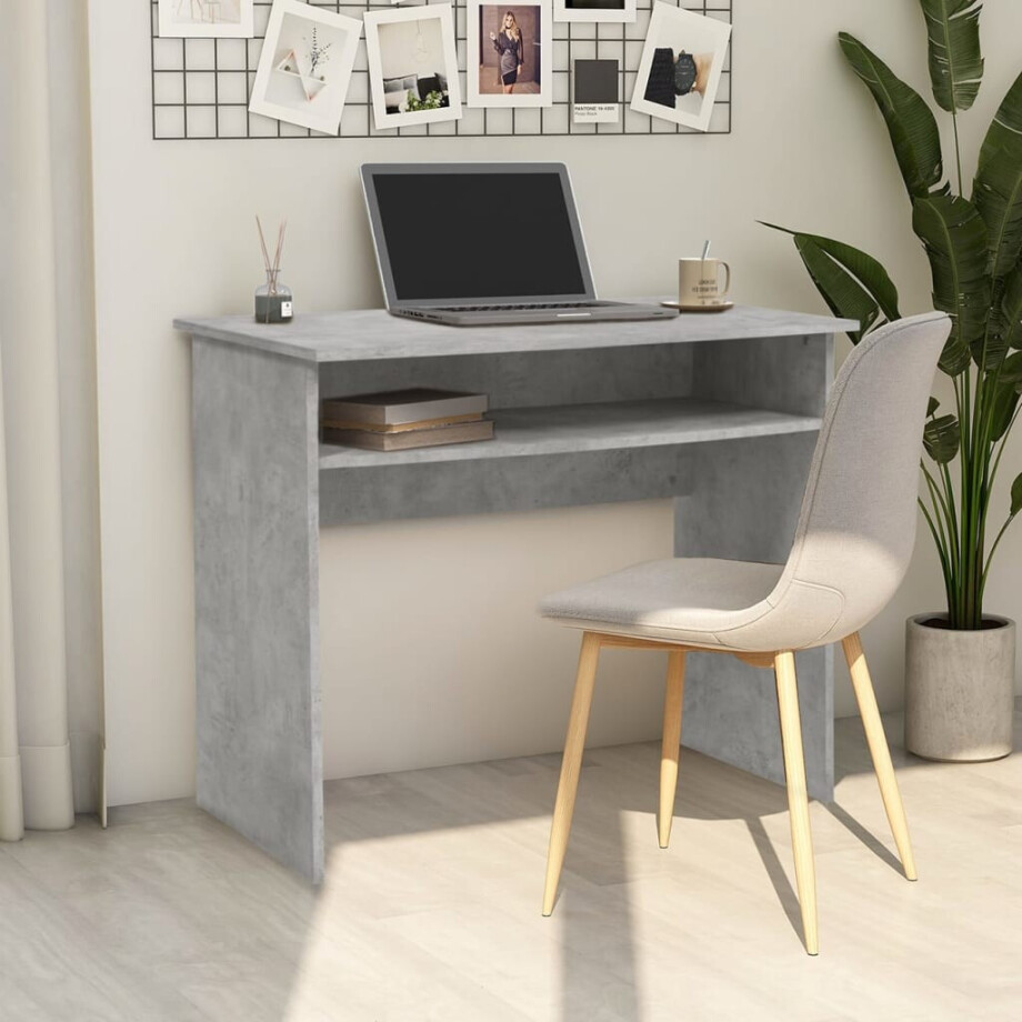 vidaXL Bureau 90x50x74 cm bewerkt hout betongrijs vidaXL Bureau 90x50x74 cm bewerkt hout betongrijs afbeelding 1