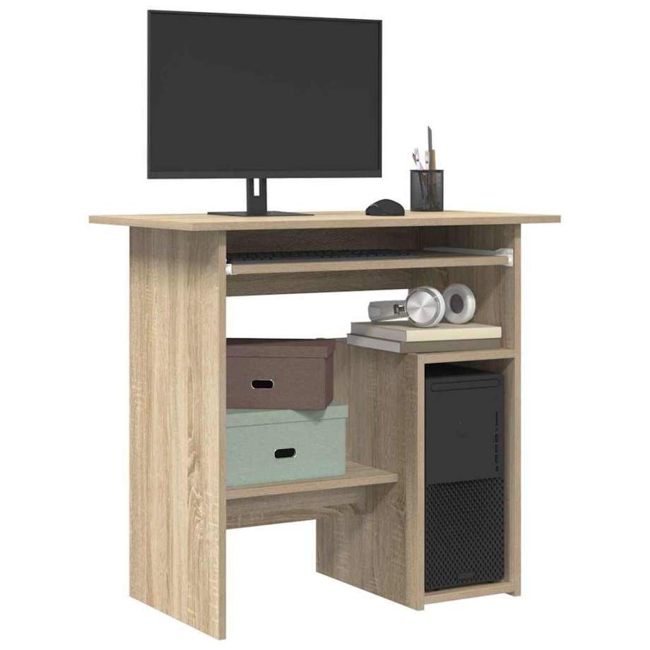 vidaXL Bureau 80x45x74 cm bewerkt hout sonoma eikenkleurig afbeelding 1