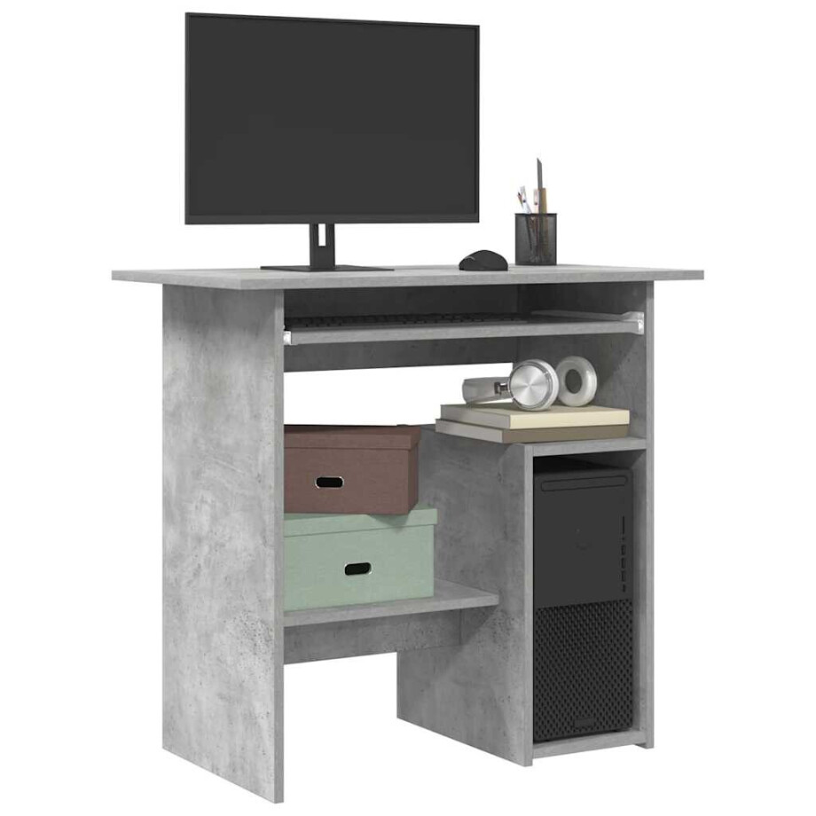 vidaXL Bureau 80x45x74 cm bewerkt hout betongrijs vidaXL Bureau 80x45x74 cm bewerkt hout betongrijs afbeelding 1