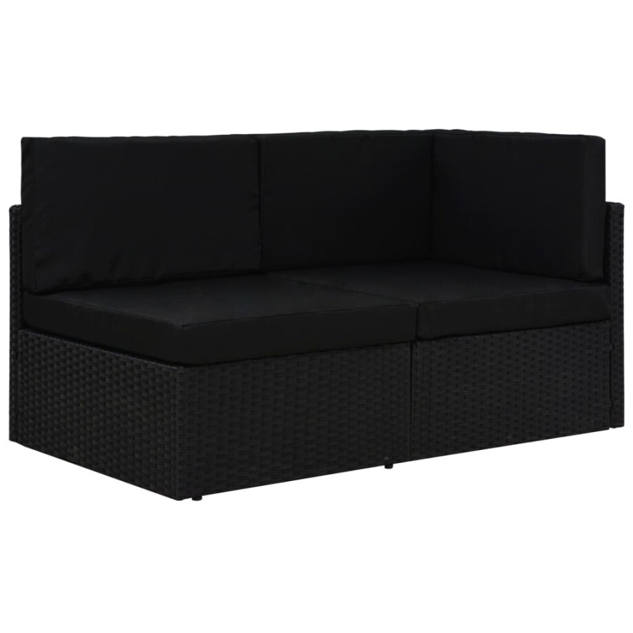 vidaXL Tweezitsbank sectioneel poly rattan zwart vidaXL Tweezitsbank sectioneel poly rattan zwart afbeelding 1