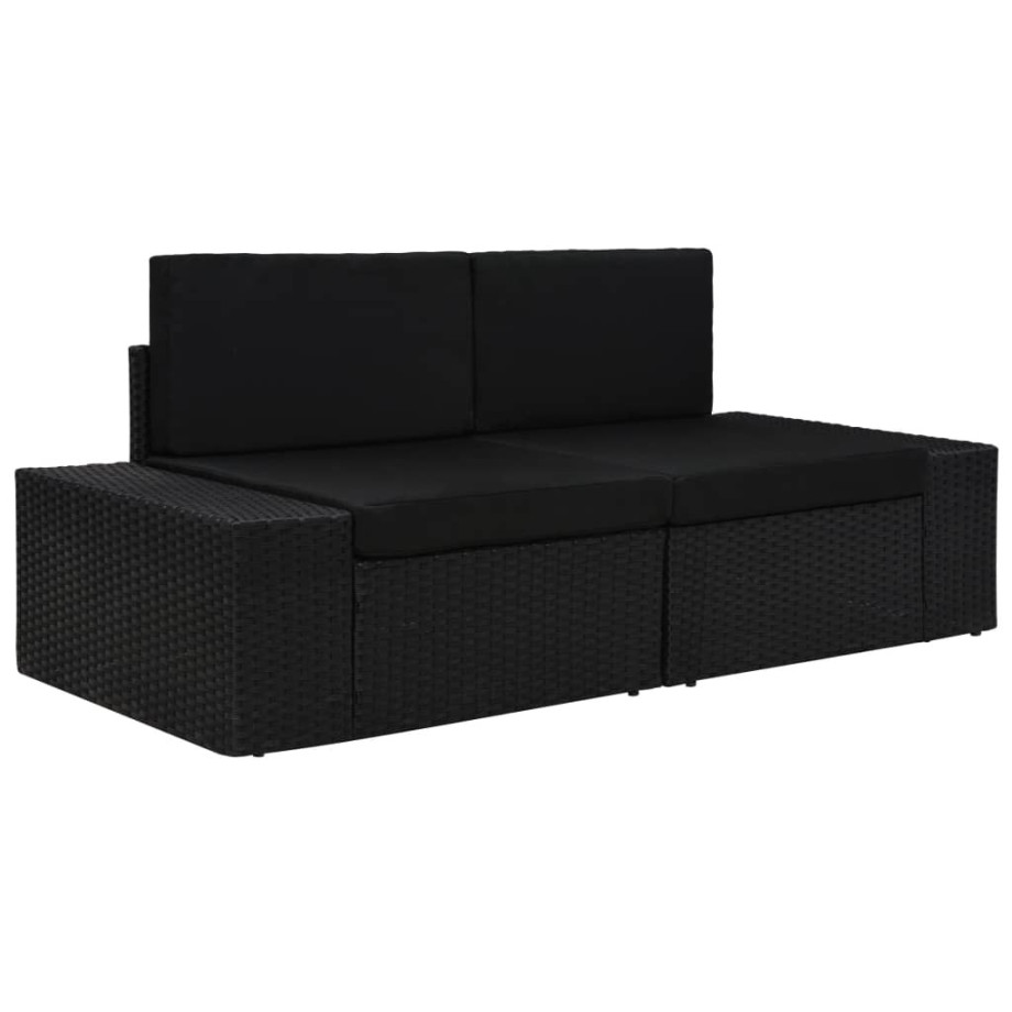 vidaXL Tweezitsbank sectioneel poly rattan zwart afbeelding 1