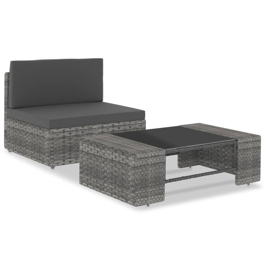 vidaXL 2-delige Loungeset poly rattan grijs afbeelding 1