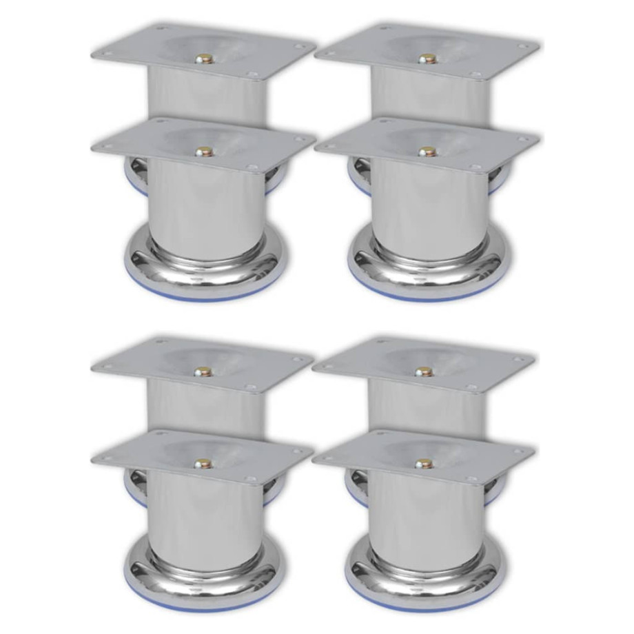 vidaXL Bankpoten 8 st rond 60 mm chroomkleurig afbeelding 1