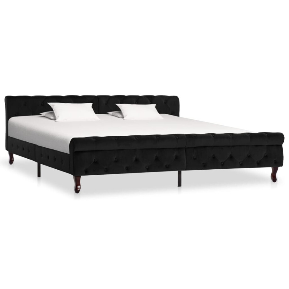 vidaXL Bedframe fluweel zwart 200x200 cm afbeelding 1