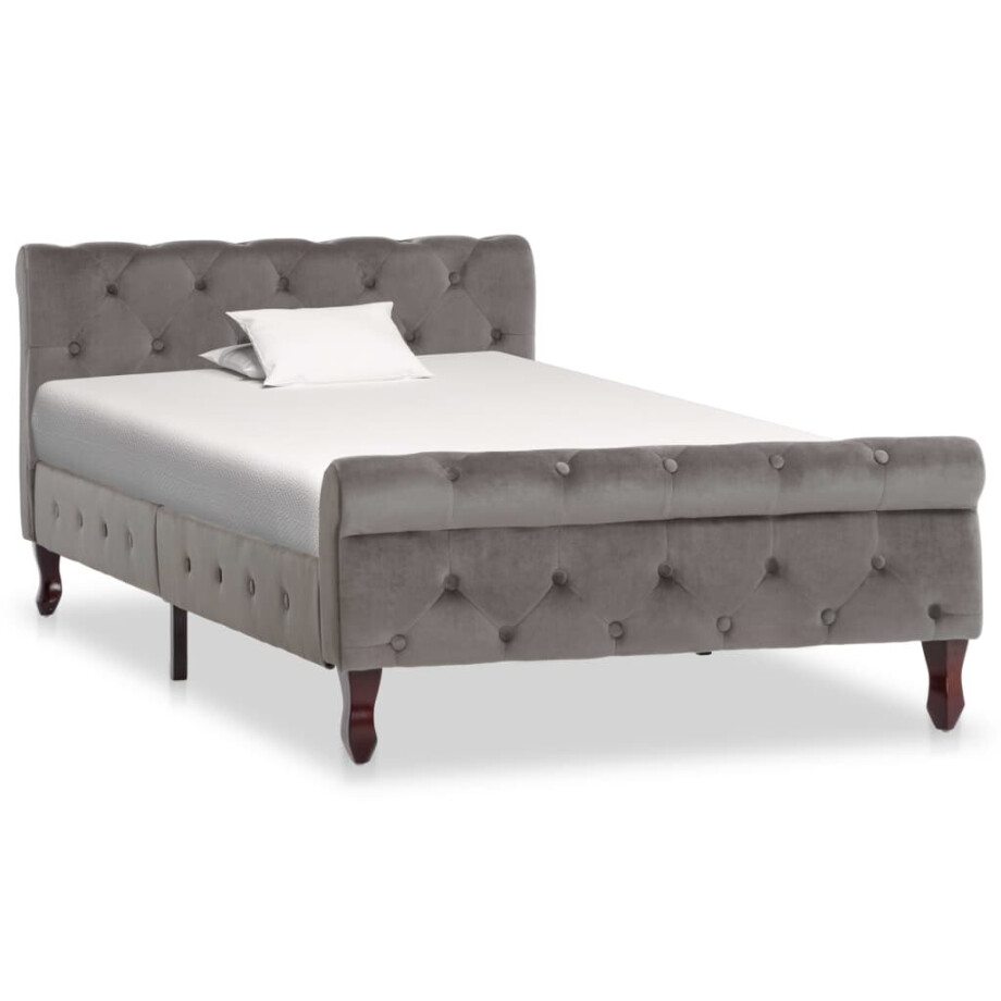 vidaXL Bedframe fluweel grijs 100x200 cm afbeelding 1