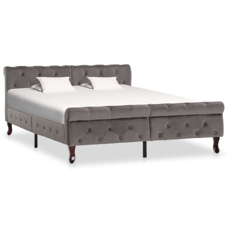 vidaXL Bedframe fluweel grijs 140x200 cm vidaXL Bedframe fluweel grijs 140x200 cm afbeelding 1