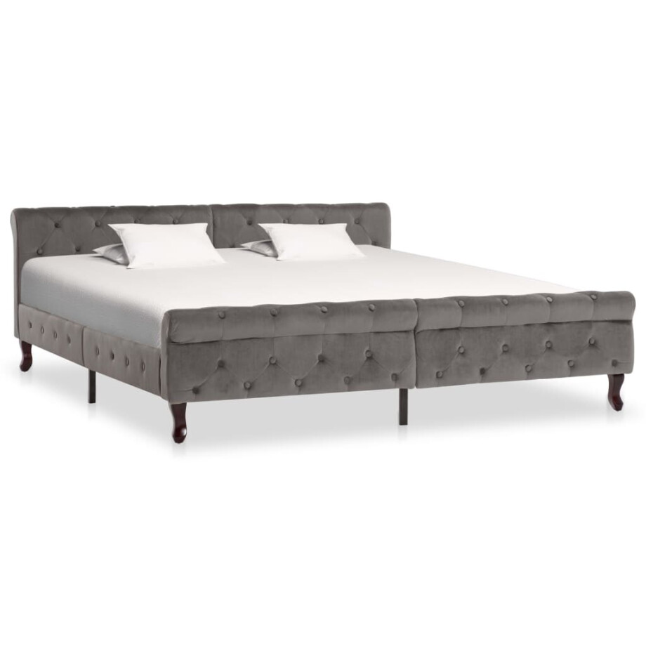 vidaXL Bedframe fluweel grijs 180x200 cm vidaXL Bedframe fluweel grijs 180x200 cm afbeelding 1
