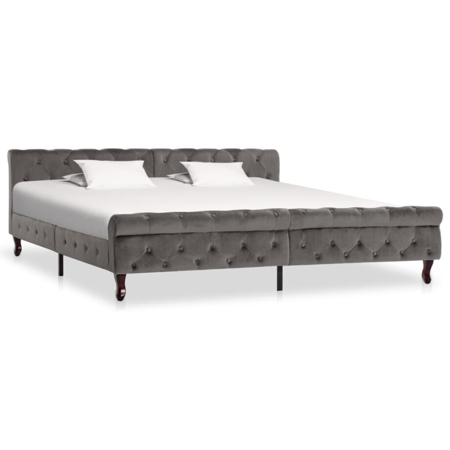 vidaXL Bedframe fluweel grijs 200x200 cm vidaXL Bedframe fluweel grijs 200x200 cm afbeelding 1