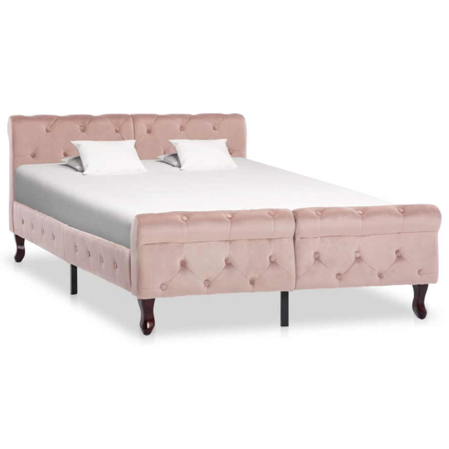 vidaXL Bedframe fluweel roze 120x200 cm afbeelding 1