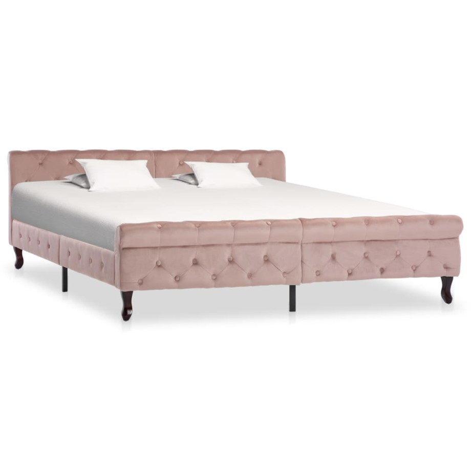 vidaXL Bedframe fluweel roze 180x200 cm afbeelding 1