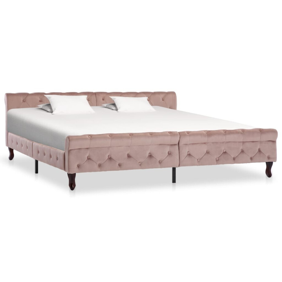 vidaXL Bedframe fluweel roze 200x200 cm vidaXL Bedframe fluweel roze 200x200 cm afbeelding 1