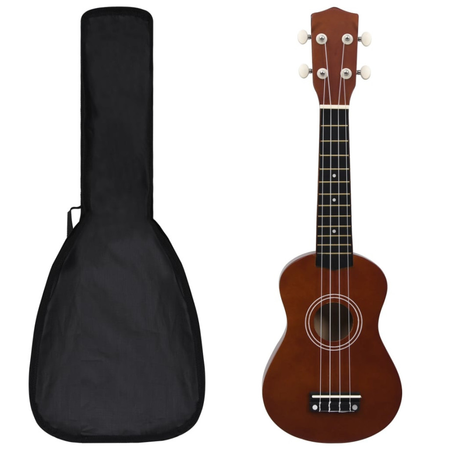 vidaXL Ukuleleset met tas voor kinderen sopraan 21'' donkerhoutkleurig afbeelding 1