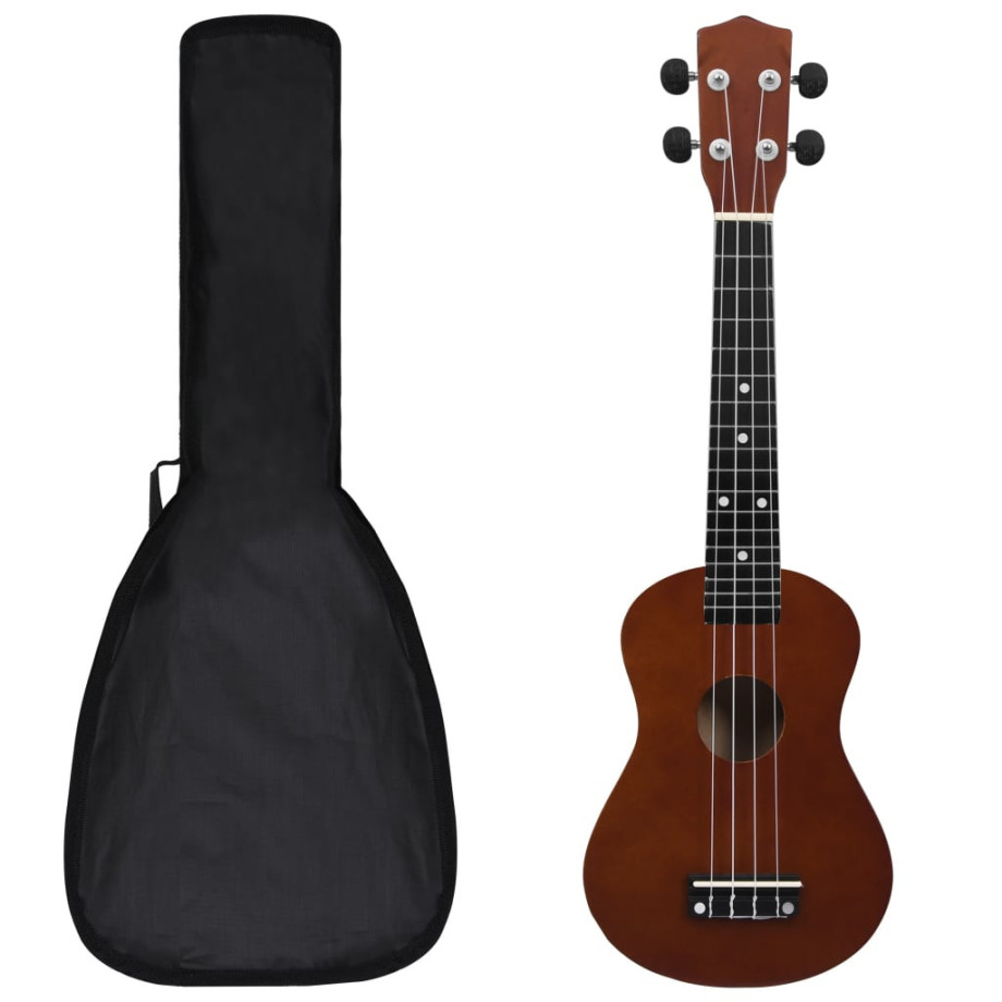 vidaXL Ukuleleset met tas voor kinderen sopraan 23'' donkerhoutkleurig afbeelding 1