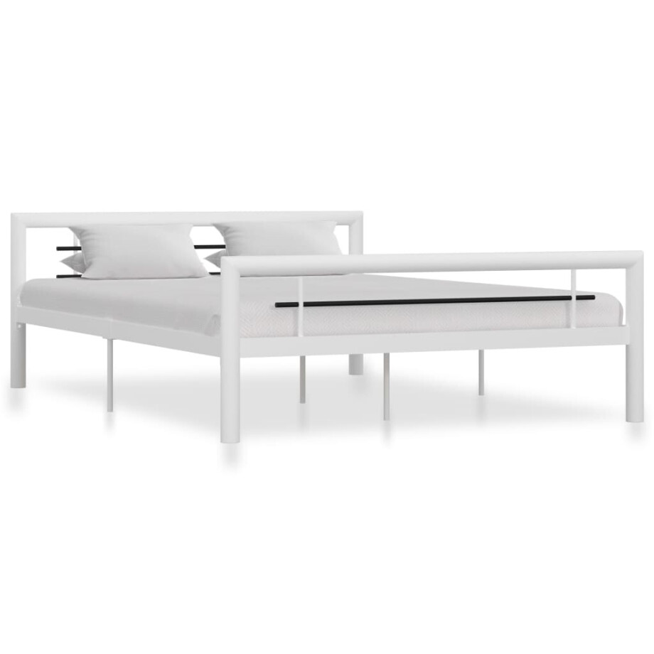 vidaXL Bedframe metaal wit en zwart 140x200 cm vidaXL Bedframe metaal wit en zwart 140x200 cm afbeelding 1