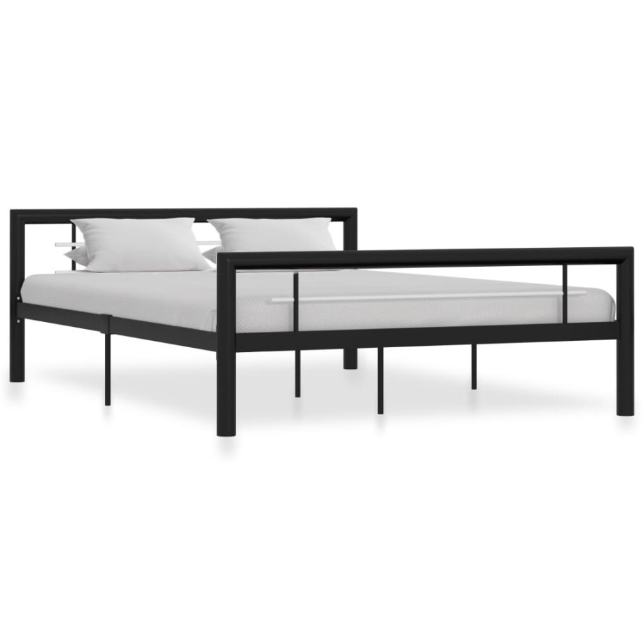 vidaXL Bedframe metaal zwart en wit 120x200 cm afbeelding 1