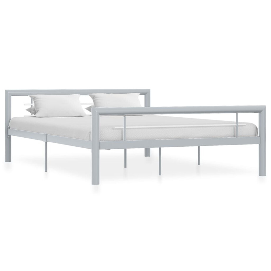 vidaXL Bedframe metaal grijs en wit 120x200 cm vidaXL Bedframe metaal grijs en wit 120x200 cm afbeelding 1