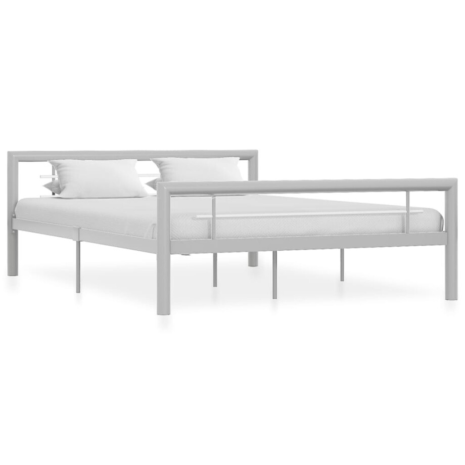 vidaXL Bedframe metaal grijs en wit 140x200 cm vidaXL Bedframe metaal grijs en wit 140x200 cm afbeelding 1