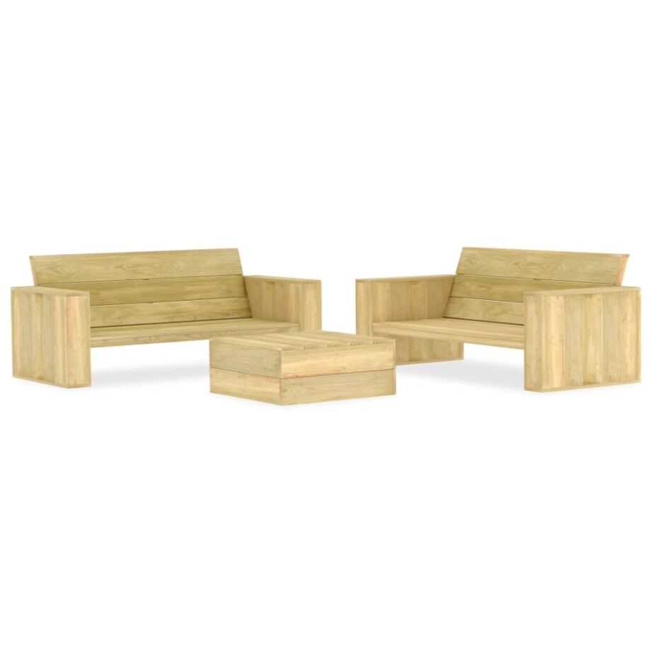 vidaXL 3-delige Loungeset geïmpregneerd grenenhout vidaXL 3-delige Loungeset geïmpregneerd grenenhout afbeelding 1
