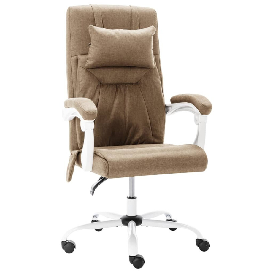 vidaXL Kantoormassagestoel stof taupe afbeelding 1