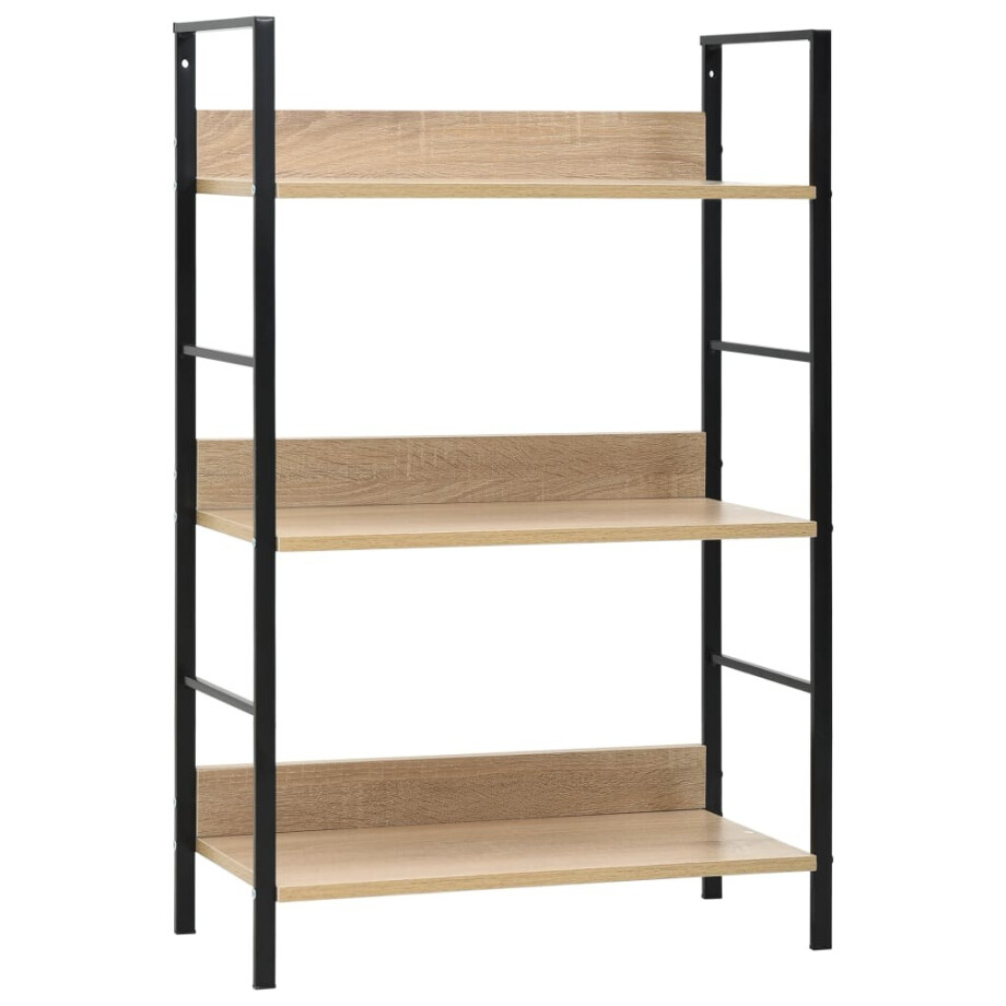 vidaXL Boekenkast 3 schappen 60x27,6x90,5 cm bewerkt hout eikenkleurig afbeelding 1
