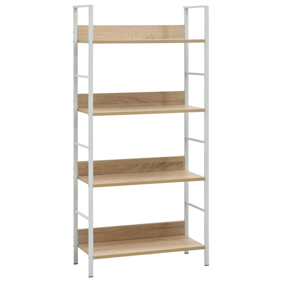 vidaXL Boekenkast 4 schappen 60x27,6x124,5 cm bewerkt hout eikenkleur afbeelding 1