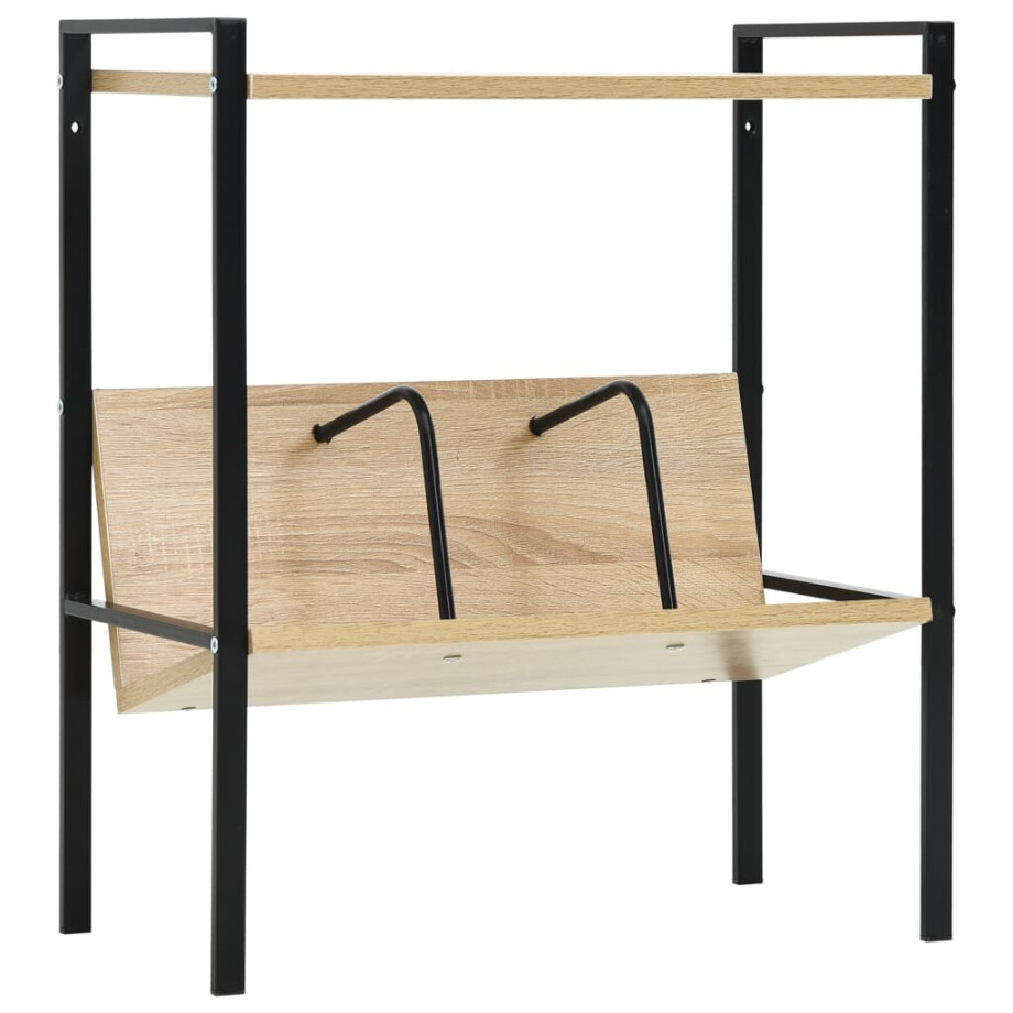 vidaXL Boekenkast 2 schappen 52x28x59 cm bewerkt hout zwart en eiken afbeelding 1