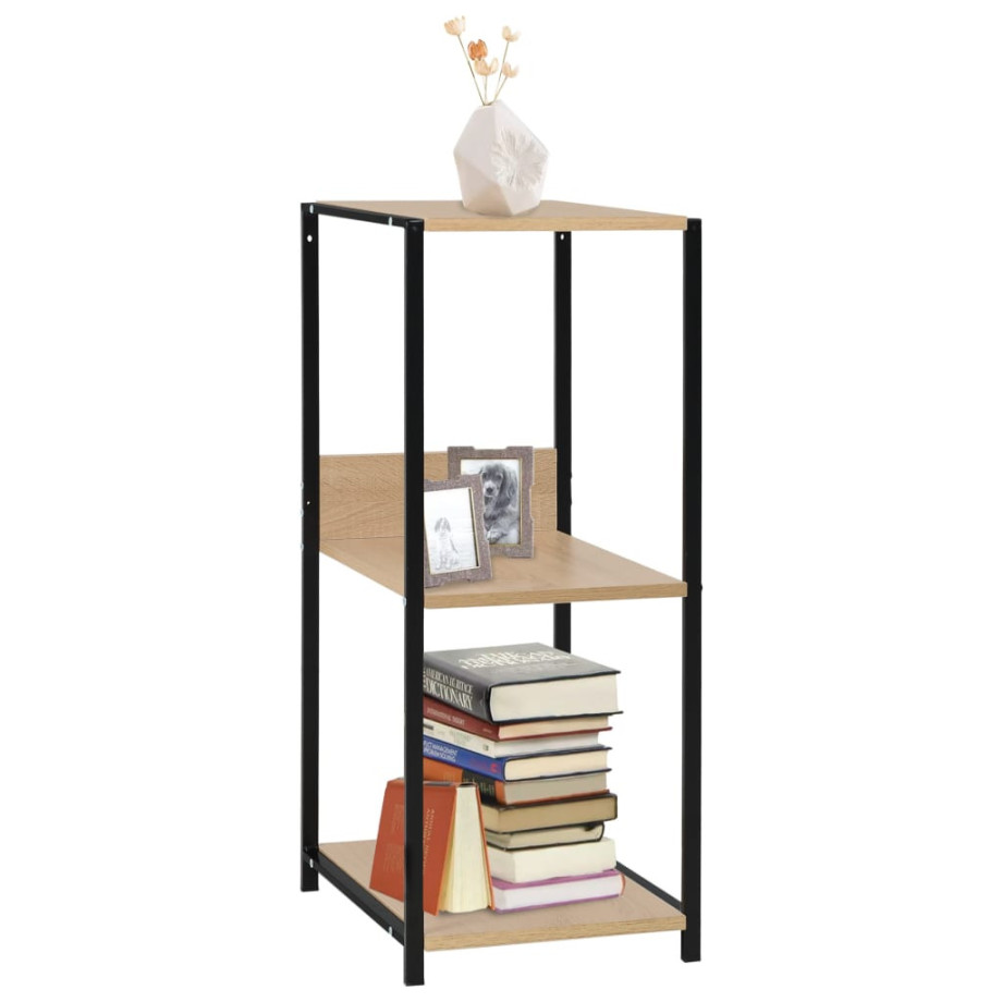 vidaXL Boekenkast 33,5x39,6x79,7 cm bewerkt hout zwart en eikenkleurig afbeelding 1