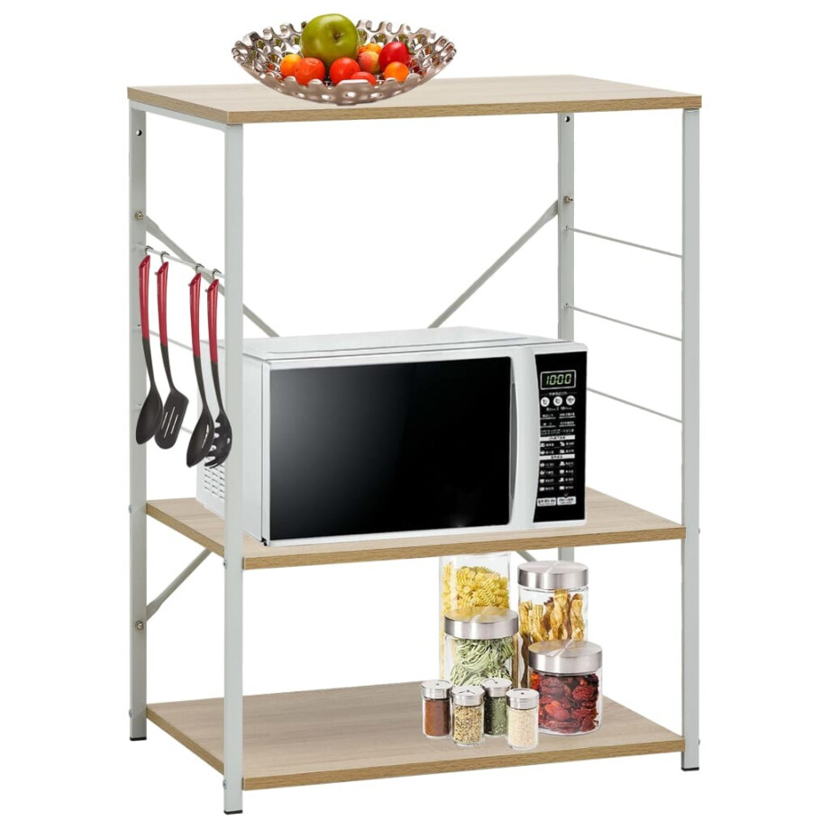 vidaXL Magnetronkast 60x39,6x79,5 cm bewerkt hout wit en eikenkleurig vidaXL Magnetronkast 60x39,6x79,5 cm bewerkt hout wit en eikenkleurig afbeelding 1