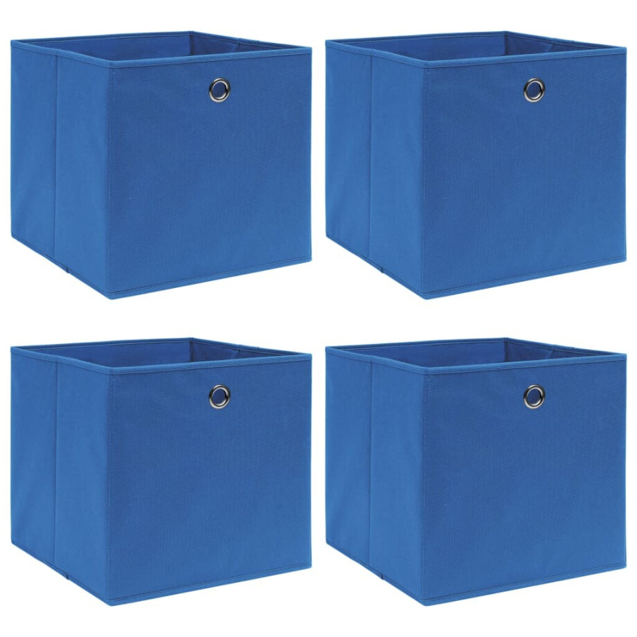 vidaXL Opbergboxen 4 st 32x32x32 cm stof blauw vidaXL Opbergboxen 4 st 32x32x32 cm stof blauw afbeelding 1