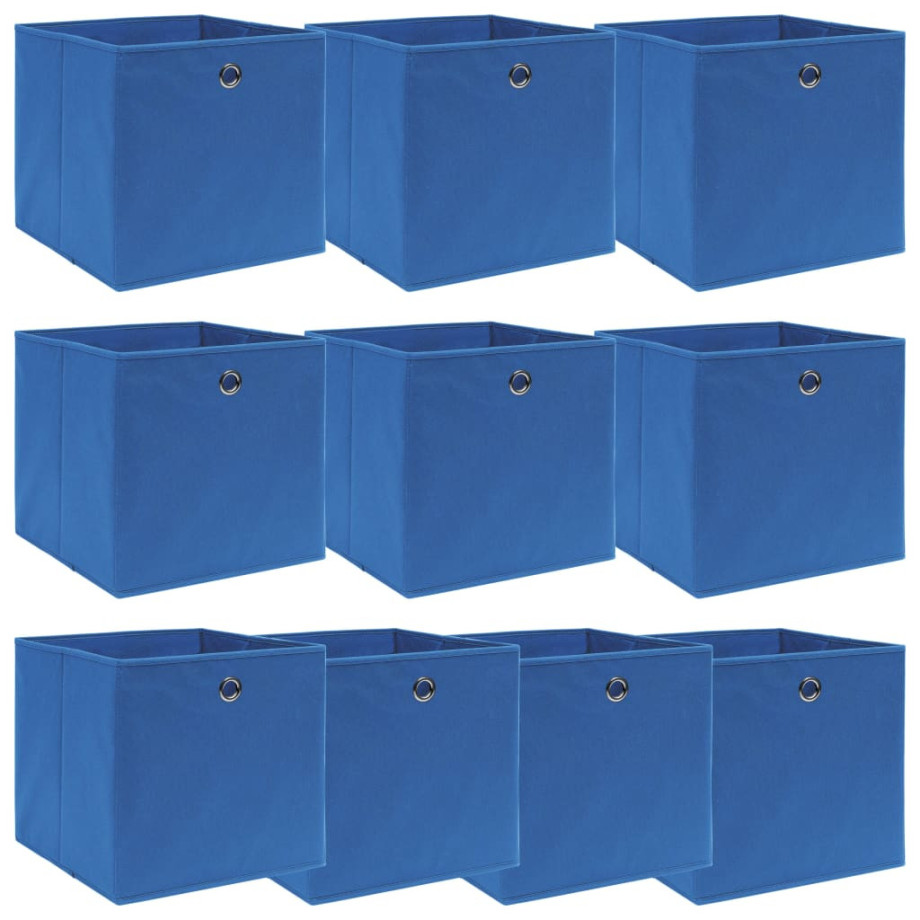 vidaXL Opbergboxen 10 st 32x32x32 cm stof blauw afbeelding 1