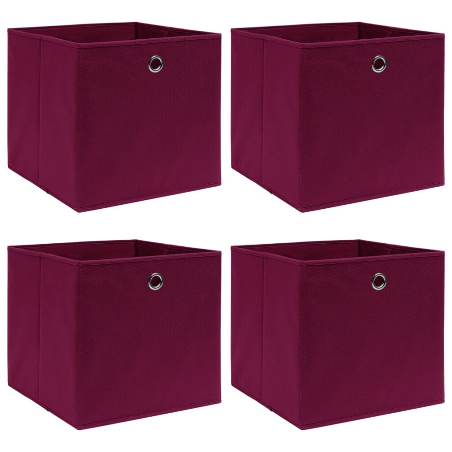 vidaXL Opbergboxen 4 st 32x32x32 cm stof donkerrood vidaXL Opbergboxen 4 st 32x32x32 cm stof donkerrood afbeelding 1