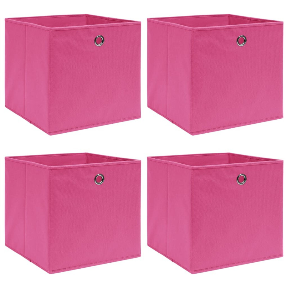 vidaXL Opbergboxen 4 st 32x32x32 cm stof roze vidaXL Opbergboxen 4 st 32x32x32 cm stof roze afbeelding 1