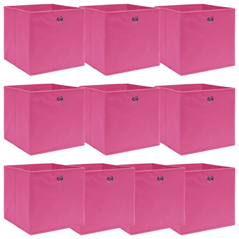 vidaXL Opbergboxen 10 st 32x32x32 cm stof roze afbeelding 1