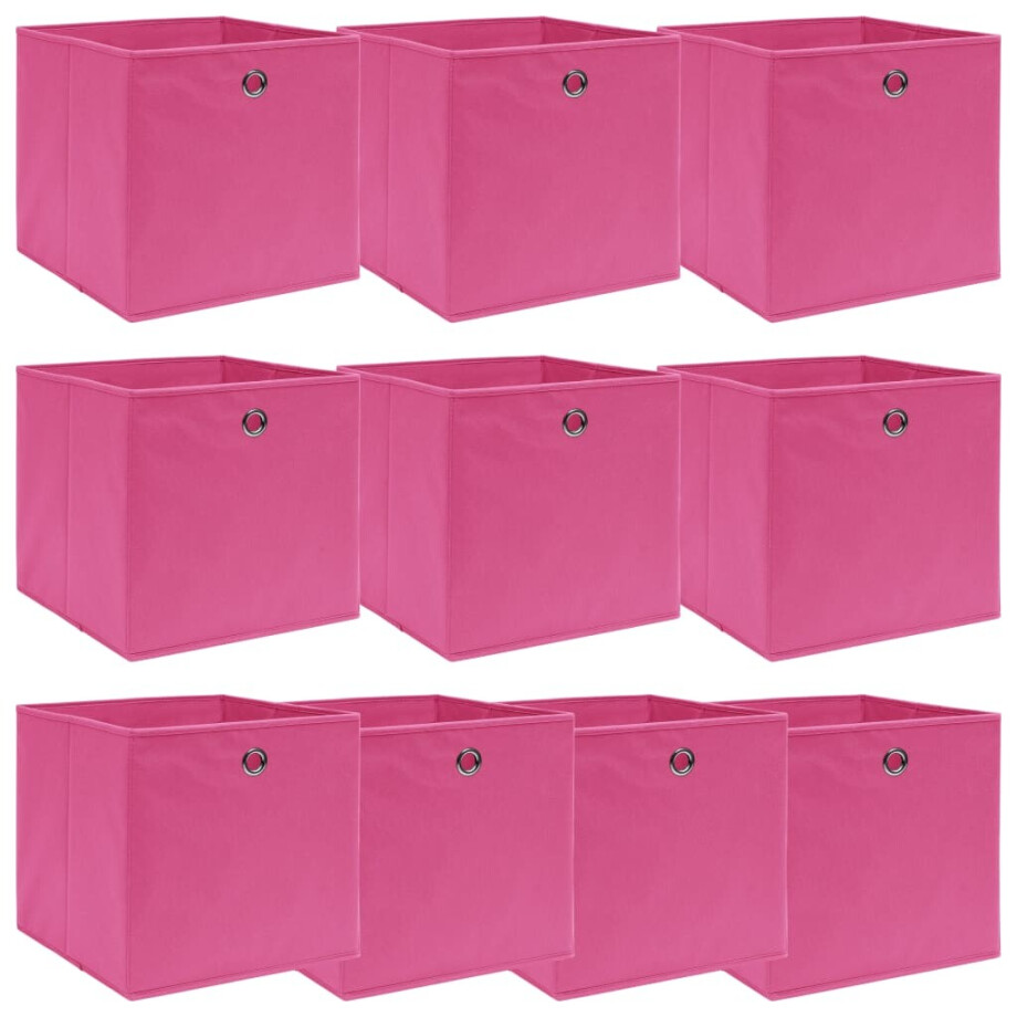 vidaXL Opbergboxen 10 st 32x32x32 cm stof roze vidaXL Opbergboxen 10 st 32x32x32 cm stof roze afbeelding 1