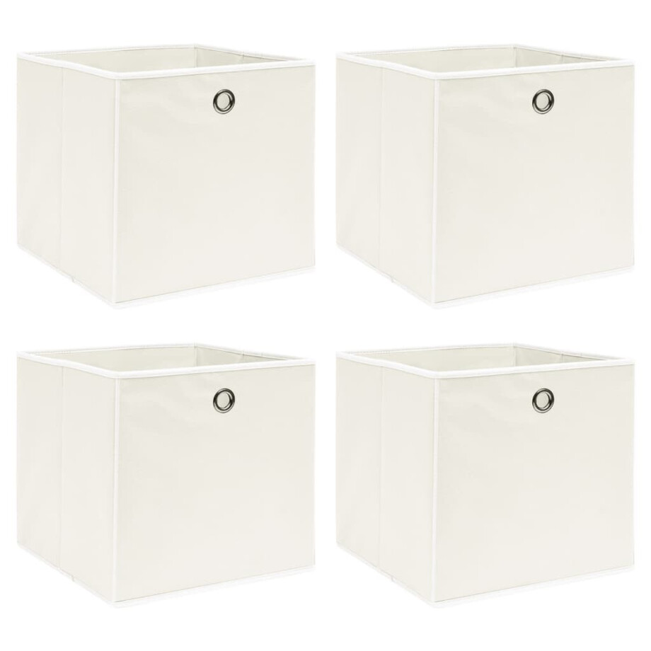 vidaXL Opbergboxen 4 st 32x32x32 cm stof wit vidaXL Opbergboxen 4 st 32x32x32 cm stof wit afbeelding 1