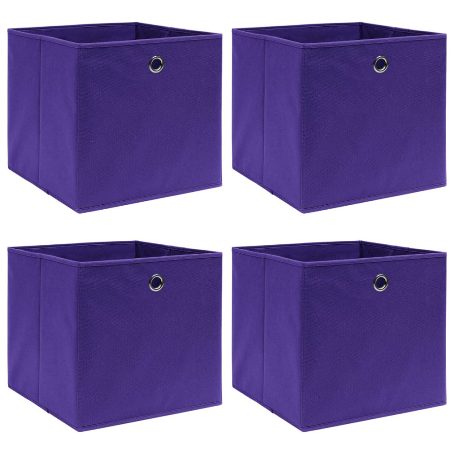 vidaXL Opbergboxen 4 st 32x32x32 cm stof paars afbeelding 1