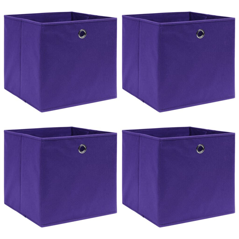 vidaXL Opbergboxen 4 st 32x32x32 cm stof paars vidaXL Opbergboxen 4 st 32x32x32 cm stof paars afbeelding 1