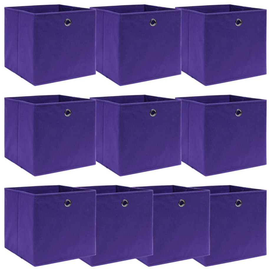 vidaXL Opbergboxen 10 st 32x32x32 cm stof paars afbeelding 1