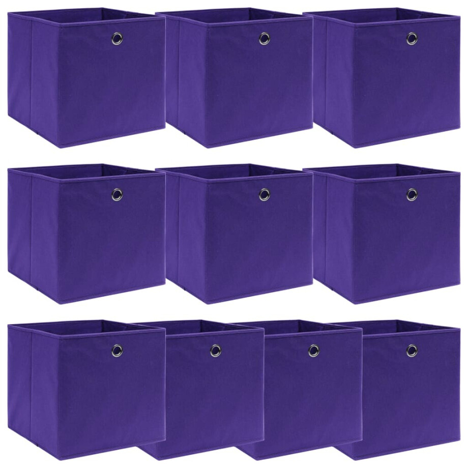 vidaXL Opbergboxen 10 st 32x32x32 cm stof paars vidaXL Opbergboxen 10 st 32x32x32 cm stof paars afbeelding 1