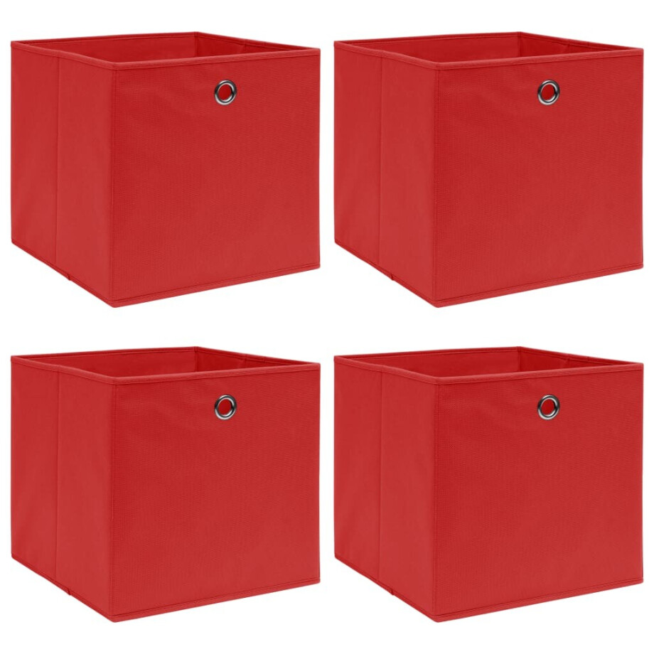 vidaXL Opbergboxen 4 st 32x32x32 cm stof rood vidaXL Opbergboxen 4 st 32x32x32 cm stof rood afbeelding 1