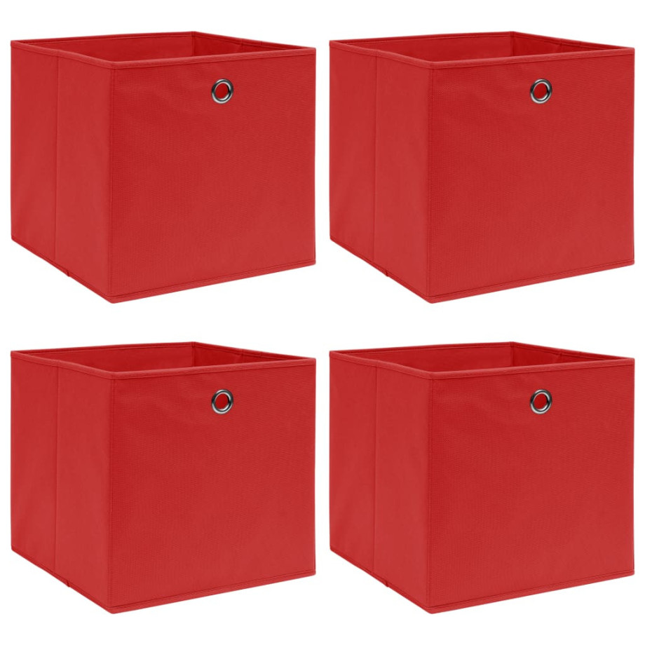 vidaXL Opbergboxen 4 st 32x32x32 cm stof rood afbeelding 1