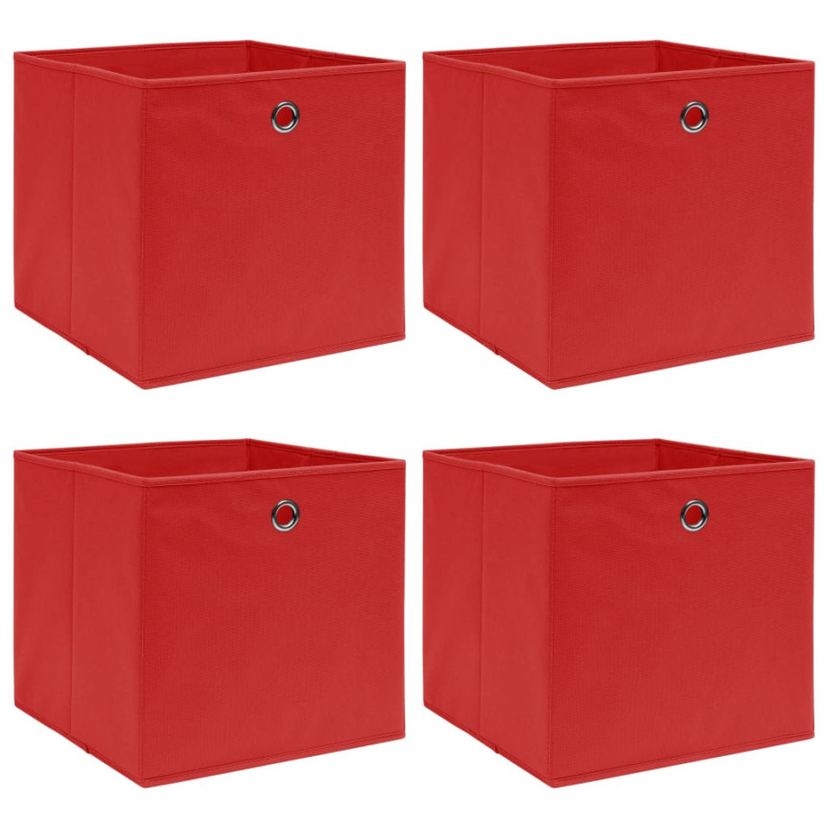 vidaXL Opbergboxen 4 st 32x32x32 cm stof rood afbeelding 1