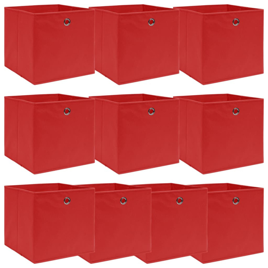 vidaXL Opbergboxen 10 st 32x32x32 cm stof rood afbeelding 1