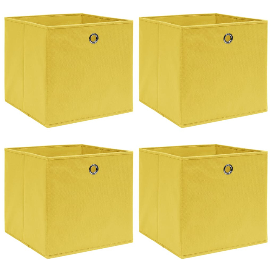vidaXL Opbergboxen 4 st 32x32x32 cm stof geel afbeelding 1