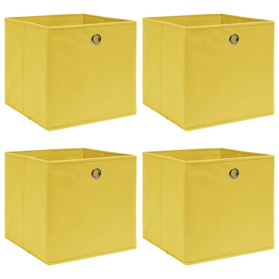 vidaXL Opbergboxen 4 st 32x32x32 cm stof geel afbeelding 1